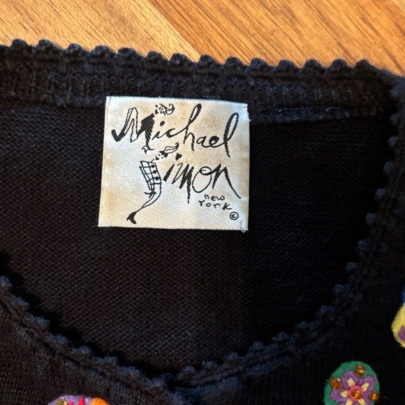 Michael Simon Black Cat Pattern Cardigan - Picture 2 of 7